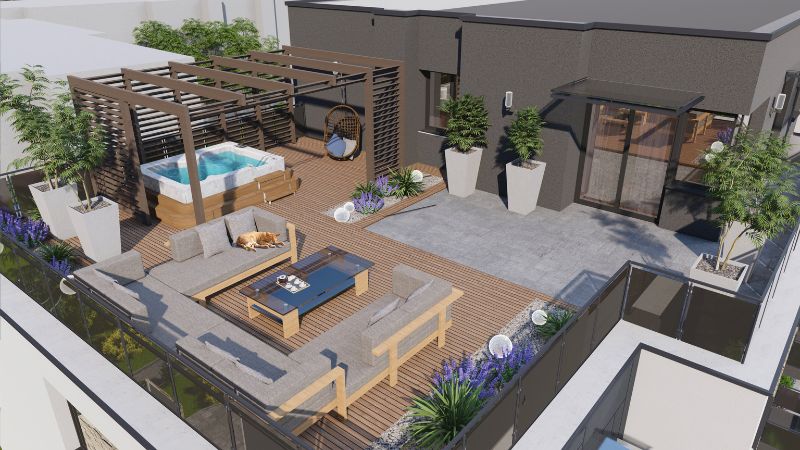 Apartamenty Cynamonowe - wizualizacje 3D tarasu